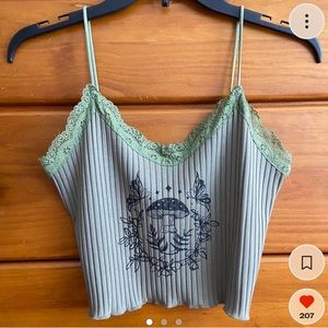 Romwe green crop top size medium